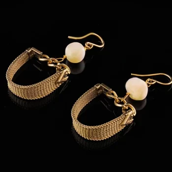 WATCH BAND EARRINGS with PEARLS